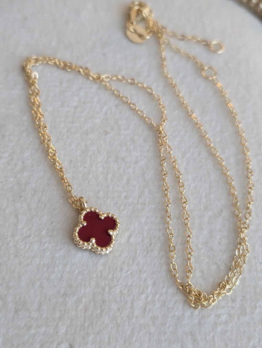 New Gold Over Sterling 16-18 Inch Red Clover Necklace
